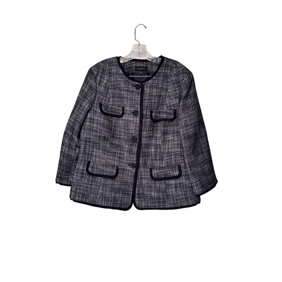 Talbots Jackets & Blazers - Talbots Women's Tweed Blazer Jacket Navy Blue‎ Gray Plaid Petite Size 16